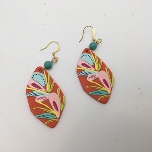 Turquoise Bead Tropical Drop Earrings, 2 Inch